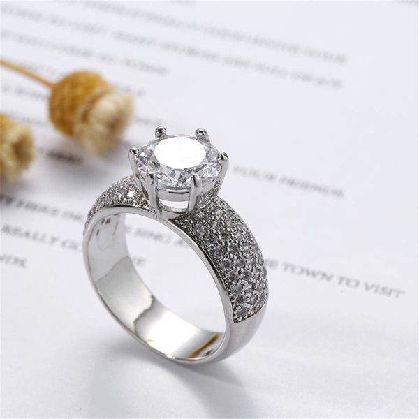 White Crystal & Cubic Zirconia Cocktail Ring on Sale