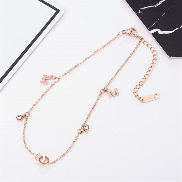 18K Rose Gold-Plated  M  Anklet For Sale