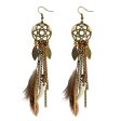 18K Gold-Plated Dream Catcher Feather Drop Earrings Fashion