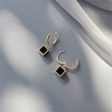 Black Acrylic & 18K Gold-Plated Cube Huggie Earrings Hot on Sale