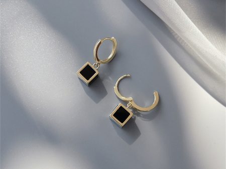 Black Acrylic & 18K Gold-Plated Cube Huggie Earrings Hot on Sale