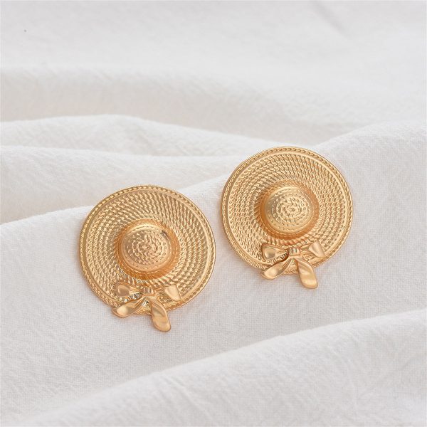 18K Gold-Plated Sunhat Stud Earrings Hot on Sale