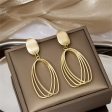 18K Gold-Plated Stacked Open Oval Drop Earrings Hot on Sale