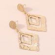 18K Gold-Plated Textured Dual Rhombus Drop Earrings Supply