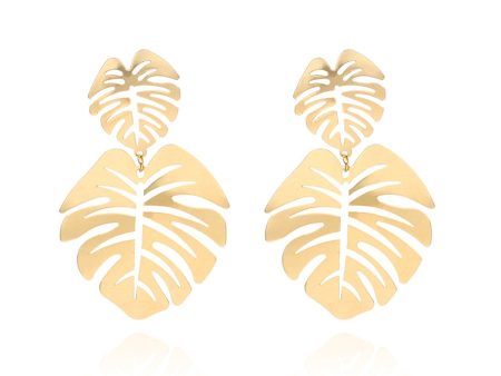 18K Gold-Plated Plantain Leaf Drop Earrings Online Sale