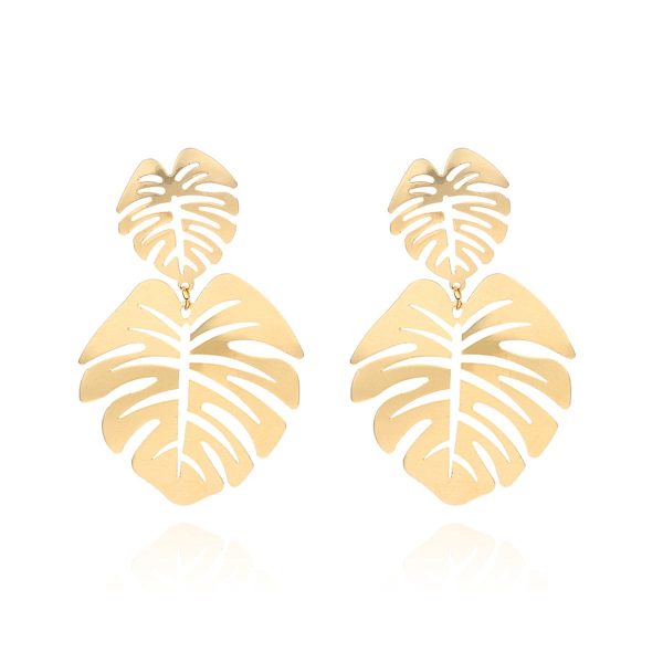 18K Gold-Plated Plantain Leaf Drop Earrings Online Sale