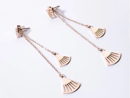 18K Rose Gold-Plated Fan Drop Earrings For Discount