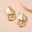 18K Gold-Plated Flower Plate Drop Earrings For Cheap