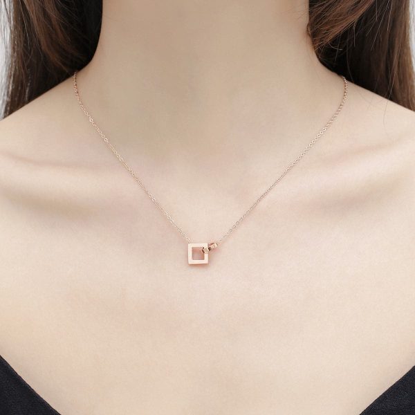 18K Rose Gold-Plated Open Square & Circle Pendant Necklace Sale