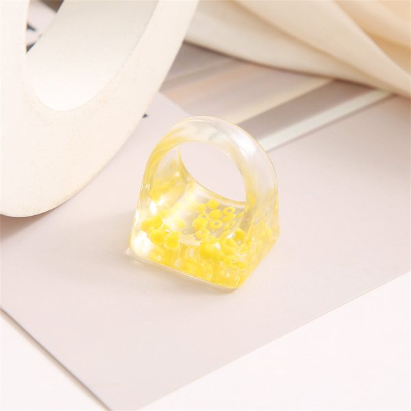 Yellow Acrylic & Resin Band Ring Fashion