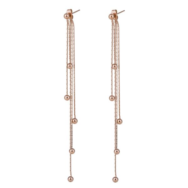 18K Rose Gold-Plated Graduated Bead Drop Earrings For Cheap