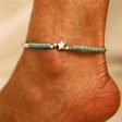 Turquoise & Silver-Plated Star Adjustable Anklet on Sale