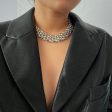 Silver-Plated Five-Row Chain Link Choker Necklace on Sale