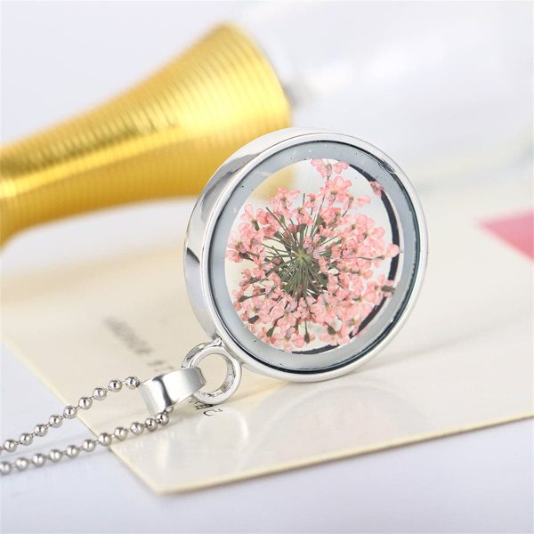 Silver-Plated & Pink Baby S-Breath Necklace Discount