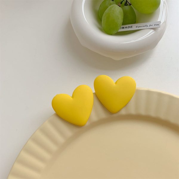 Yellow Acrylic Heart Stud Earrings Hot on Sale