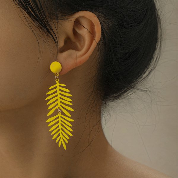 Yellow Enamel & 18K Gold-Plated Leaves Drop Earrings Hot on Sale