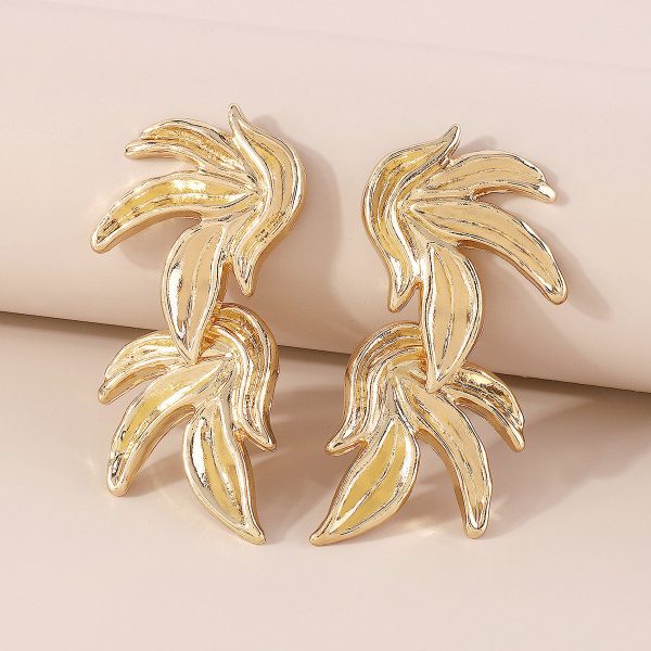 18K Gold-Plated Linked Leaves Drop Earrings Online Hot Sale