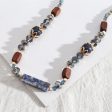 Blue & Brown Bead Necklace For Discount