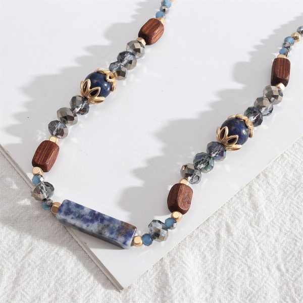 Blue & Brown Bead Necklace For Discount