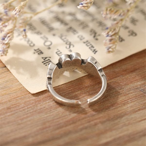 Silver-Plated Flying Heart Open Ring For Discount