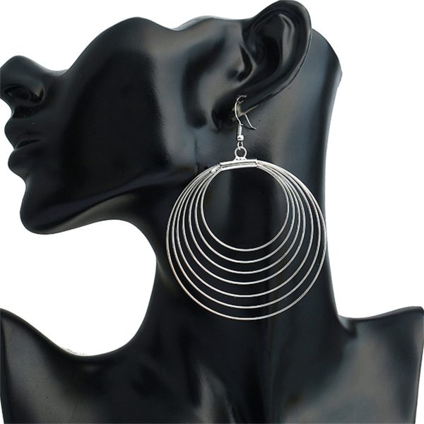 Silver-Plated Layered Hoop Drop Earring Hot on Sale