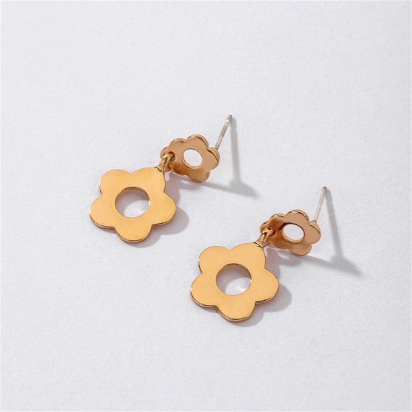 18K Gold-Plated Openwork Floral Drop Earrings Online Sale