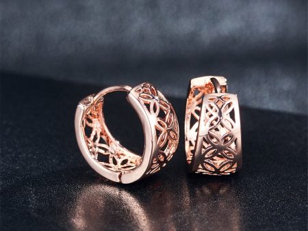 18K Rose Gold-Plated Openwork Huggie Earrings Supply