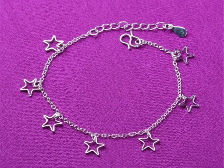 Silver-Plated Open Star Anklet For Discount