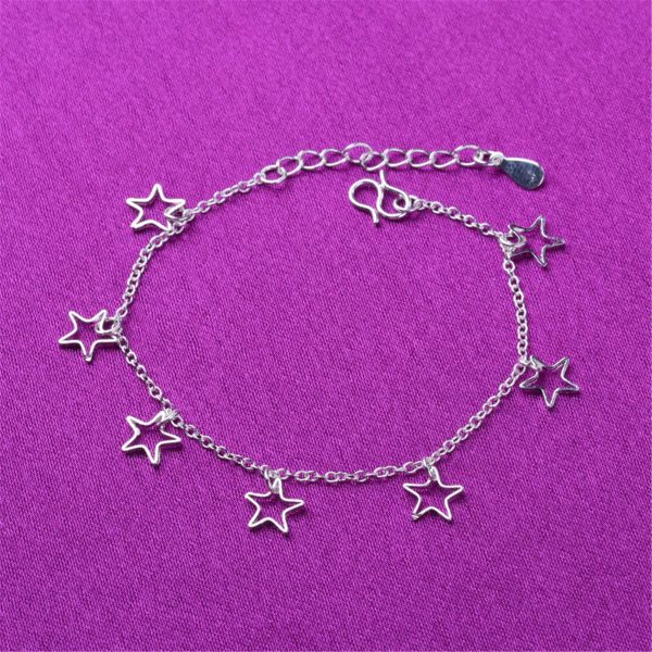 Silver-Plated Open Star Anklet For Discount