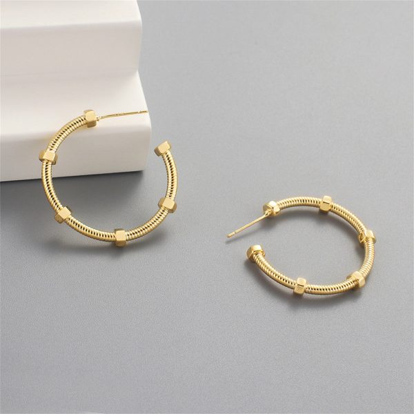 18K Gold-Plated Screw Hoop Earrings Sale