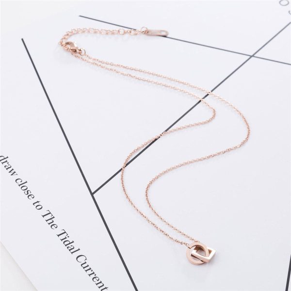 18K Rose Gold-Plated Open Ring & Square Pendant Necklace For Discount