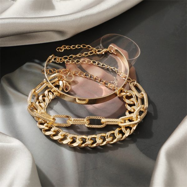 18K Gold-Plated Cable Chain Bracelet Set Hot on Sale