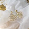 18K Gold-Plated Floral Openwork Drop Earrings Online Hot Sale