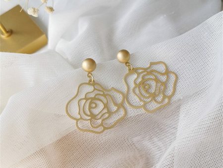 18K Gold-Plated Floral Openwork Drop Earrings Online Hot Sale