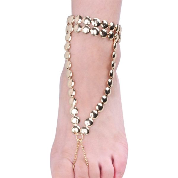 18K Gold-Plated Disc Ankle-To-Ring Anklet on Sale