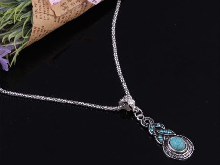 Turquoise & Silver-Plated Calabash Pendant Necklace For Discount