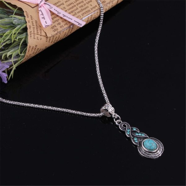 Turquoise & Silver-Plated Calabash Pendant Necklace For Discount