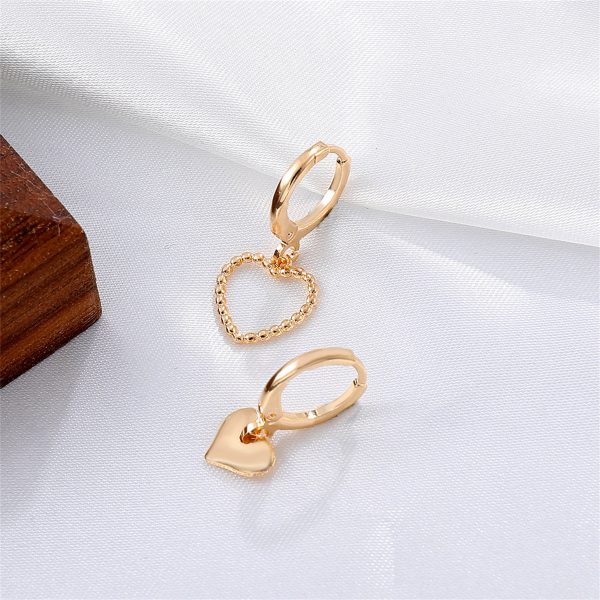 18K Gold-Plated Heart Mismatched Huggie Earrings Cheap