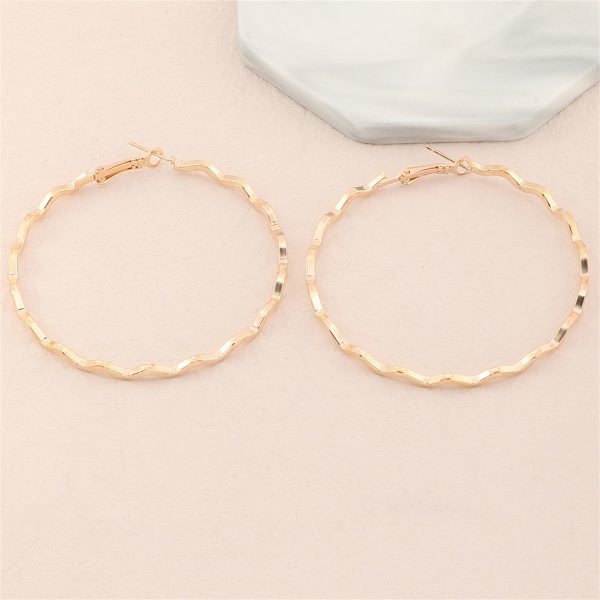 18K Gold-Plated Wavy Hoop Earrings Cheap