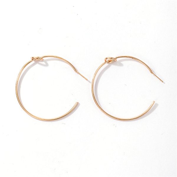 18K Gold-Plated Knot-Accent Thin Hoop Earrings on Sale