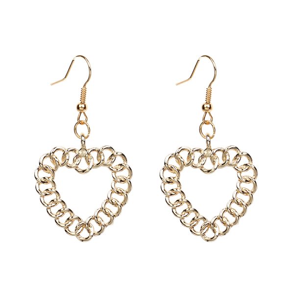 18K Gold-Plated Figaro Open Heart Drop Earrings on Sale