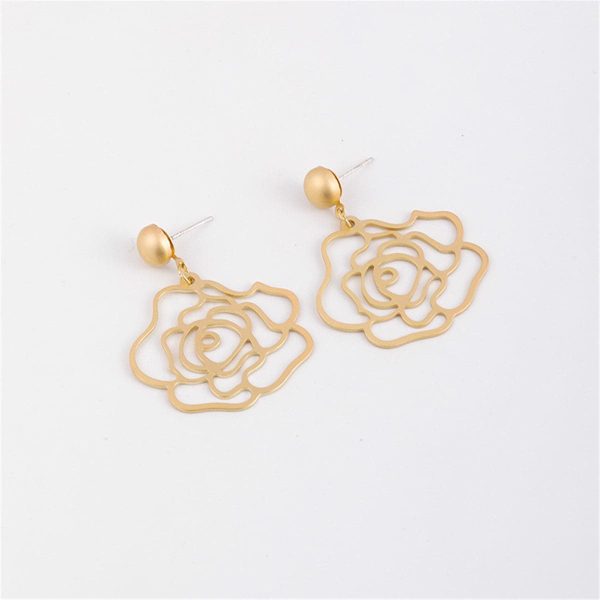 18K Gold-Plated Floral Openwork Drop Earrings Online Hot Sale