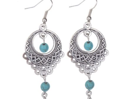 Turquoise & Silver-Plated Botany Drop Earrings For Discount