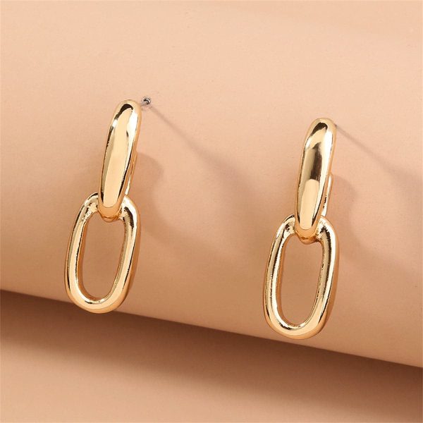 18K Gold-Plated Interlocked Cable Chain Drop Earrings Fashion