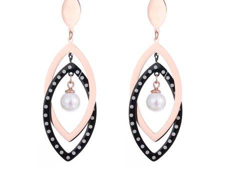 Black Acrylic & Pearl 18K Rose Gold-Plated Open Leaves Drop Earrings Online