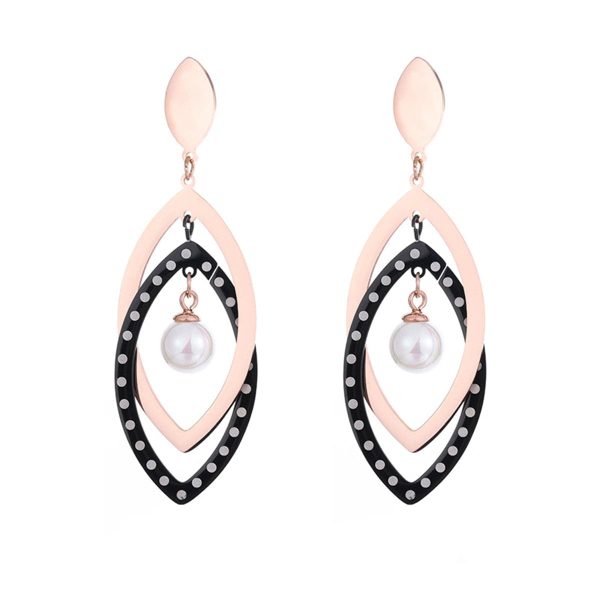 Black Acrylic & Pearl 18K Rose Gold-Plated Open Leaves Drop Earrings Online