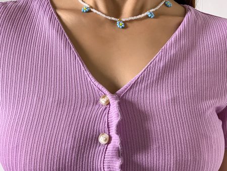 Blue Howlite & 18K Gold-Plated Mum Beaded Station Collar Necklace Fashion