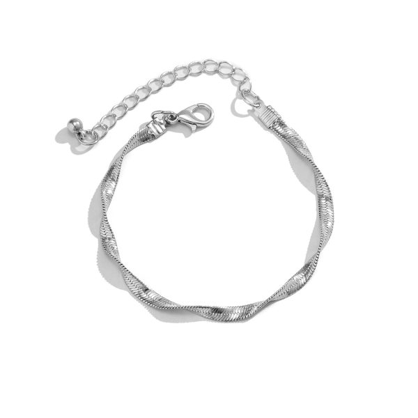 Silver-Plated Twisted Snake Chain Bracelet on Sale