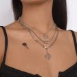 Silver-Plated Spider Web Layered Pendant Necklace For Sale