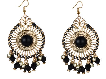 Black Acrylic & Enamel 18K Gold-Plated Openwork Round Drop Earrings Online now